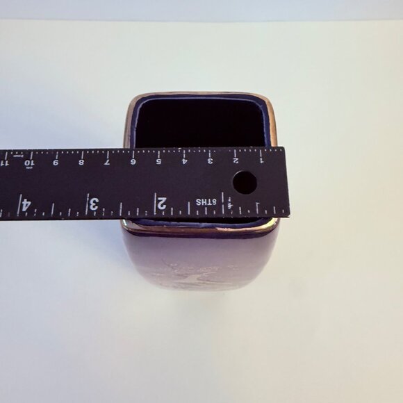 Japanese Peacock Vase Cobalt Blue VTG Tall Square Cylinder Floral Kutani Style - Picture 10 of 16